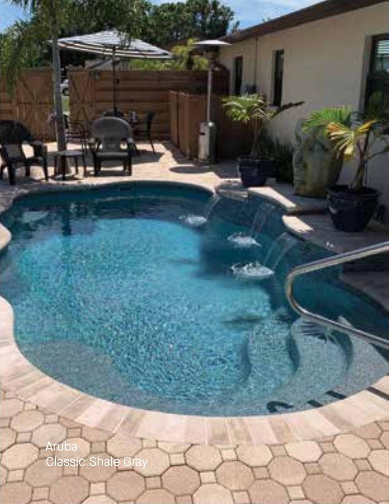 Aruba fiberglass pool in a real backyard