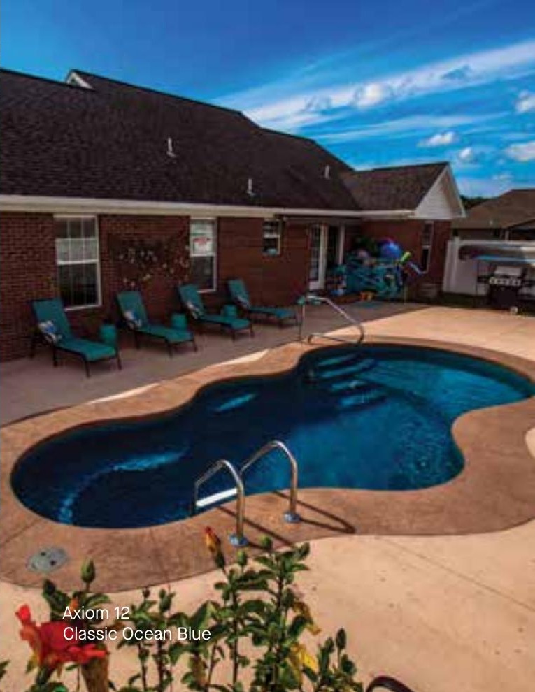 Axiom 12 fiberglass pool in a real backyard