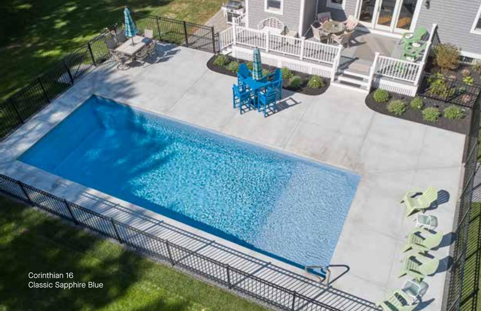 Corinthian 16 fiberglass pool in a real backyard