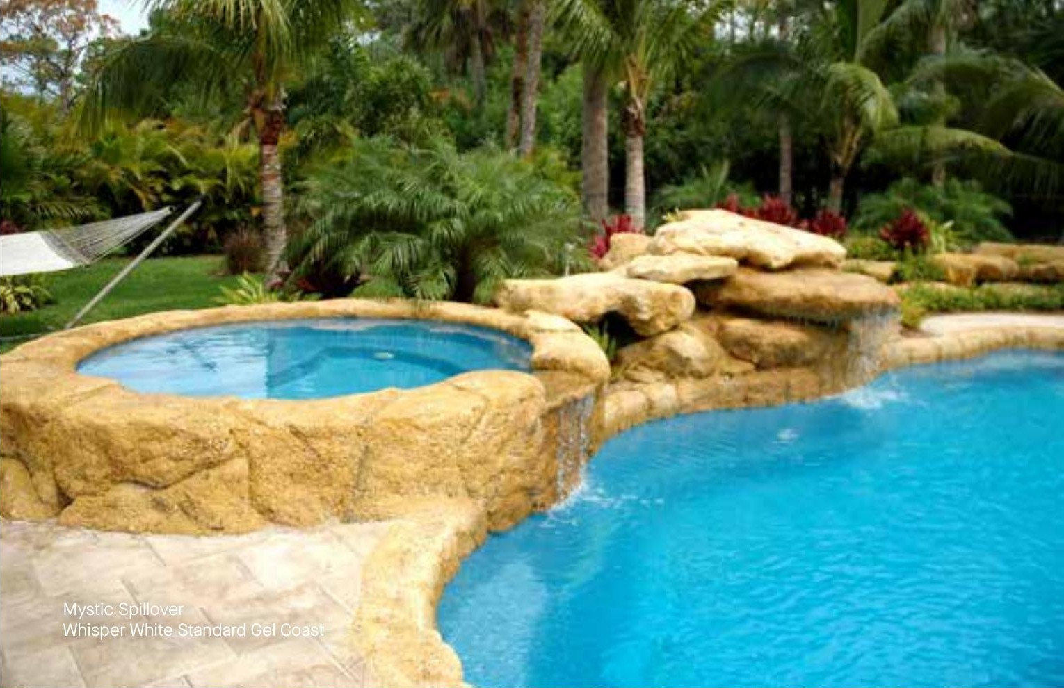 Mystic Spillover fiberglass pool in a real backyard